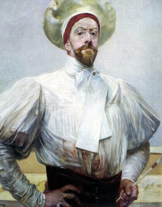 Яцек Мальчевский, «Автопортрет в белой одежде», 1909–1910, масло, картон